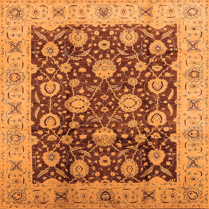 Square Oriental Orange Traditional Rug, urb2891org