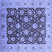 Square Machine Washable Oriental Blue Traditional Rug, wshurb2891blu