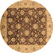 Round Machine Washable Oriental Brown Traditional Rug, wshurb2891brn