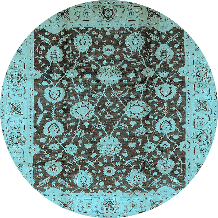 Round Oriental Light Blue Traditional Rug, urb2891lblu