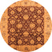 Round Machine Washable Oriental Orange Traditional Area Rugs, wshurb2891org