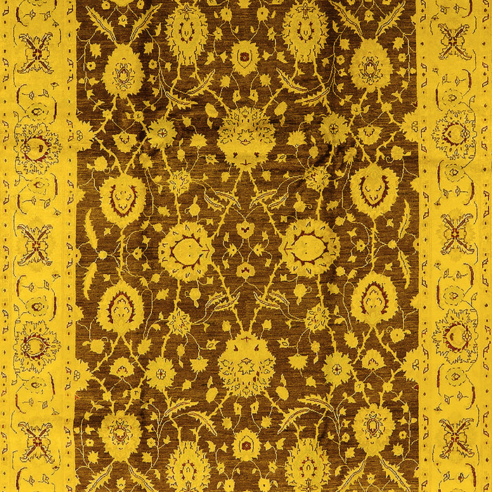 Machine Washable Oriental Yellow Traditional Rug, wshurb2891yw