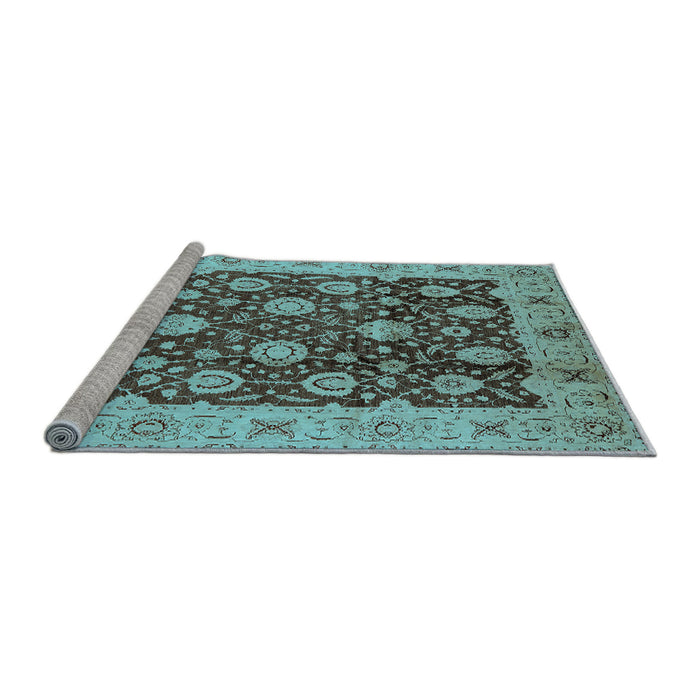 Sideview of Machine Washable Oriental Light Blue Traditional Rug, wshurb2891lblu