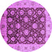 Round Machine Washable Oriental Purple Traditional Area Rugs, wshurb2891pur