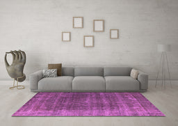 Machine Washable Oriental Pink Industrial Rug in a Living Room, wshurb2892pnk
