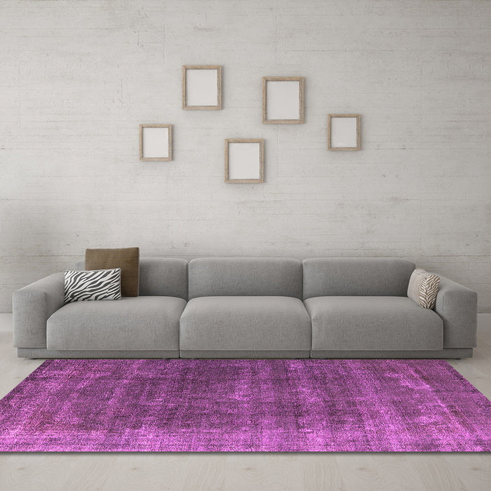 Machine Washable Oriental Pink Industrial Rug in a Living Room, wshurb2892pnk