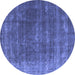 Round Oriental Blue Industrial Rug, urb2892blu