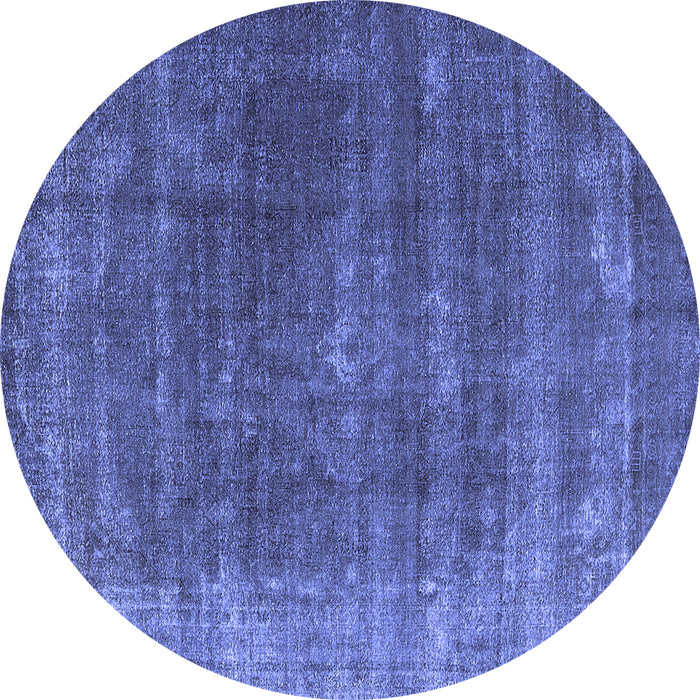 Round Machine Washable Oriental Blue Industrial Rug, wshurb2892blu