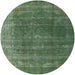 Round Mid-Century Modern Forest Green Oriental Rug, urb2892