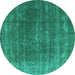 Round Oriental Turquoise Industrial Rug, urb2892turq