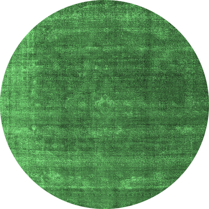 Round Machine Washable Oriental Emerald Green Industrial Area Rugs, wshurb2892emgrn