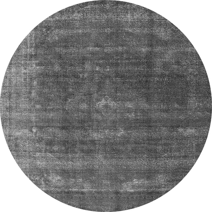 Round Machine Washable Oriental Gray Industrial Rug, wshurb2892gry