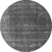 Round Machine Washable Oriental Gray Industrial Rug, wshurb2892gry