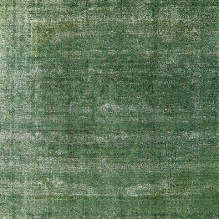 Square Mid-Century Modern Forest Green Oriental Rug, urb2892
