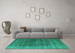 Machine Washable Oriental Turquoise Industrial Area Rugs in a Living Room,, wshurb2892turq