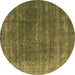 Round Oriental Brown Industrial Rug, urb2892brn