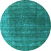 Round Oriental Light Blue Industrial Rug, urb2892lblu