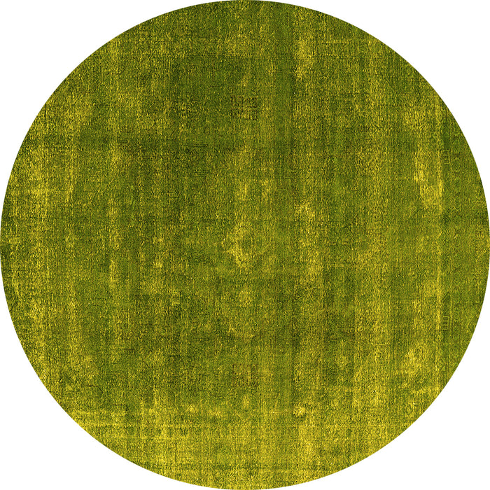 Round Machine Washable Oriental Yellow Industrial Rug, wshurb2892yw