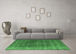 Machine Washable Oriental Emerald Green Industrial Area Rugs in a Living Room,, wshurb2892emgrn