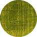 Round Oriental Yellow Industrial Rug, urb2892yw