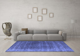 Machine Washable Oriental Blue Industrial Rug in a Living Room, wshurb2892blu