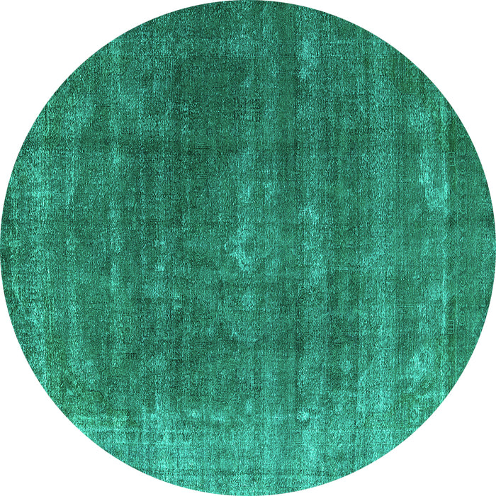 Round Machine Washable Oriental Turquoise Industrial Area Rugs, wshurb2892turq