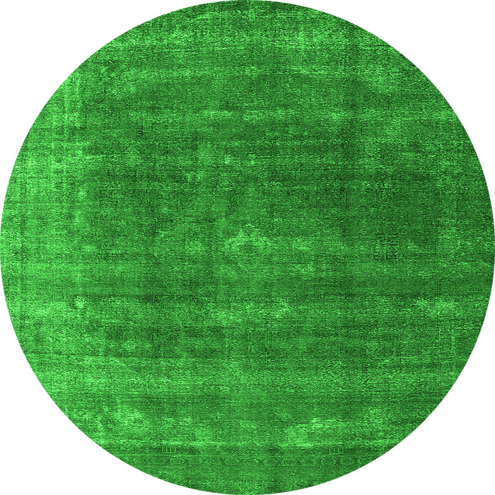 Round Machine Washable Oriental Green Industrial Area Rugs, wshurb2892grn