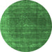 Round Oriental Emerald Green Industrial Rug, urb2892emgrn