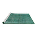 Sideview of Machine Washable Industrial Modern Sea Green Rug, wshurb2893