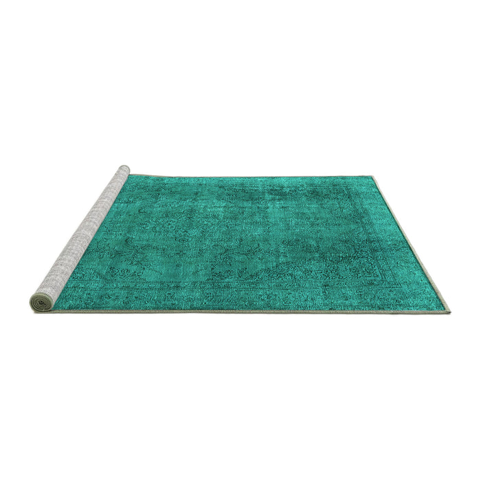 Sideview of Machine Washable Oriental Turquoise Industrial Area Rugs, wshurb2893turq