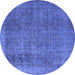 Round Oriental Blue Industrial Rug, urb2893blu