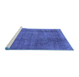 Sideview of Machine Washable Oriental Blue Industrial Rug, wshurb2893blu
