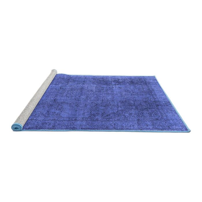 Sideview of Machine Washable Oriental Blue Industrial Rug, wshurb2893blu