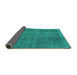 Sideview of Oriental Turquoise Industrial Rug, urb2893turq