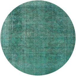 Round Machine Washable Industrial Modern Sea Green Rug, wshurb2893