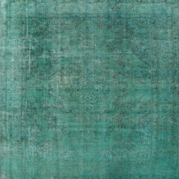 Square Machine Washable Industrial Modern Sea Green Rug, wshurb2893