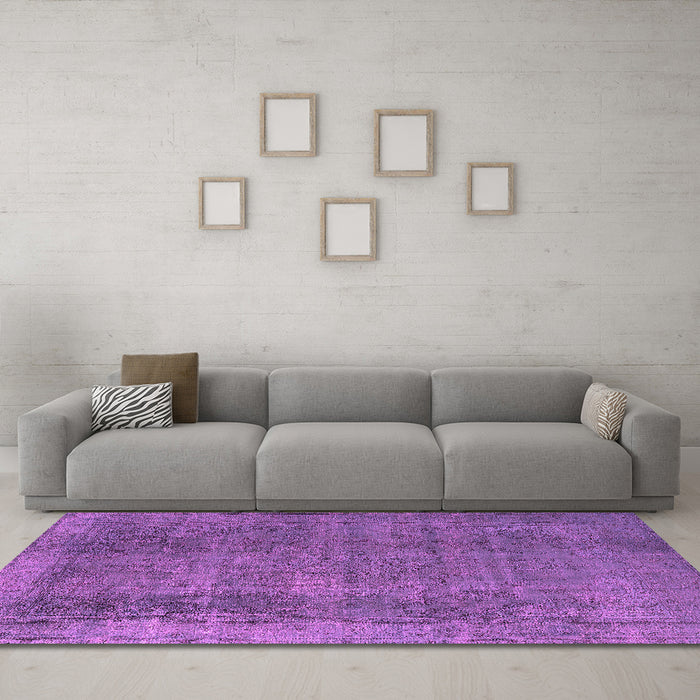 Machine Washable Oriental Pink Industrial Rug in a Living Room, wshurb2893pnk