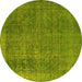 Round Oriental Yellow Industrial Rug, urb2893yw