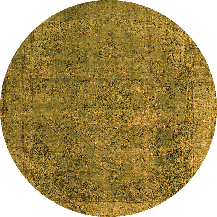 Round Machine Washable Oriental Orange Industrial Area Rugs, wshurb2893org