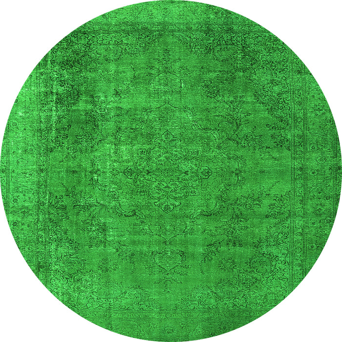 Round Oriental Green Industrial Rug, urb2893grn