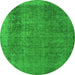 Round Oriental Green Industrial Rug, urb2893grn