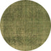 Round Oriental Brown Industrial Rug, urb2893brn