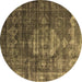 Round Oriental Brown Industrial Rug, urb2894brn