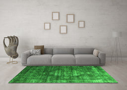 Machine Washable Oriental Green Industrial Area Rugs in a Living Room,, wshurb2894grn