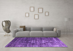Machine Washable Oriental Purple Industrial Area Rugs in a Living Room, wshurb2894pur