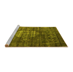 Sideview of Machine Washable Oriental Yellow Industrial Rug, wshurb2894yw