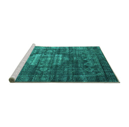 Sideview of Machine Washable Oriental Turquoise Industrial Area Rugs, wshurb2894turq