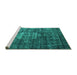Sideview of Machine Washable Oriental Turquoise Industrial Area Rugs, wshurb2894turq