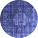 Round Oriental Blue Industrial Rug, urb2894blu