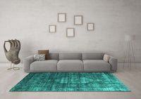 Machine Washable Oriental Turquoise Industrial Rug, wshurb2894turq